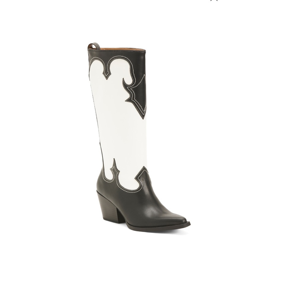 Zodiac Dawson Cowboy Boots Pointy Toe & Knee High Black & White Women’s Size 5.5